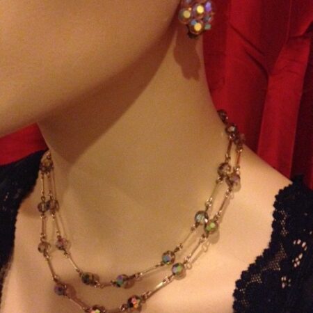 Vintage jaren 1950 "mystic topaz" collier met oorclips