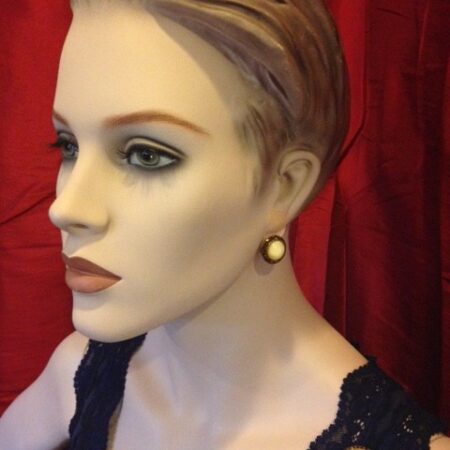 Vintage set faux maansteen oorclips en broche jaren 1950