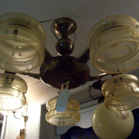 Art-deco hanglamp met glazen kappen