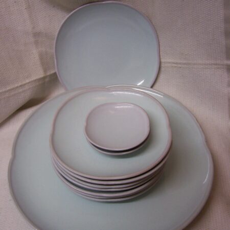Mosa celadon 10 delig taart en koekstel uit 1948
