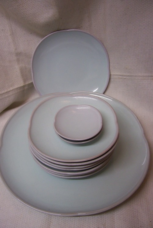 Mosa celadon 10 delig taart en koekstel uit 1948
