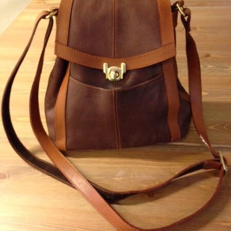 Mooie tweekleurige  lederen crossbody tas