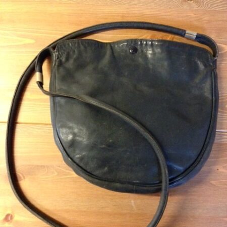 Mooie blauw lederen vintage crossbody tas