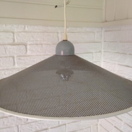 Retro hanglamp van geperforeerd staal uit de jaren 1960