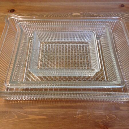 Vintage design rechthoekige set schalen van persglas