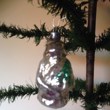 Oude, antieke Kerstman in zilver van dun geblazen glas midden 1900