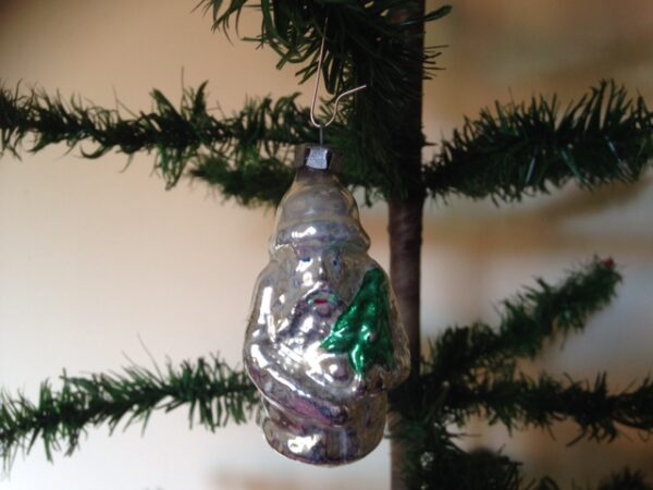 Oude, antieke Kerstman in zilver van dun geblazen glas midden 1900 - Afbeelding 3