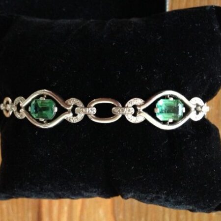 18 kt. gouden armband met smaragd groene toermalijn en diamant met certificaat