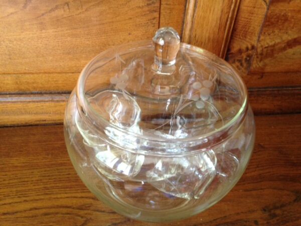Glazen geetste bowlpot met 4 bekers uit de sixty's - Afbeelding 5