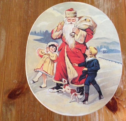 Flinke ovale spanendoos met kerstvoorstelling