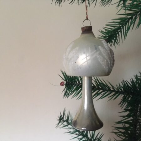 Oude antieke grote, zilveren gepatineerde kerst lamp uit de eerste helft 1900