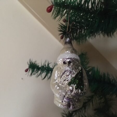 Antieke oude Kerstman in zilver van dun geblazen glas 1e helft 1900
