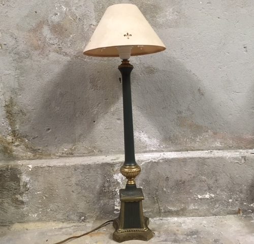Grote brocante metalen vintage schemerlamp in barok stijl uit de jaren 1950-1960