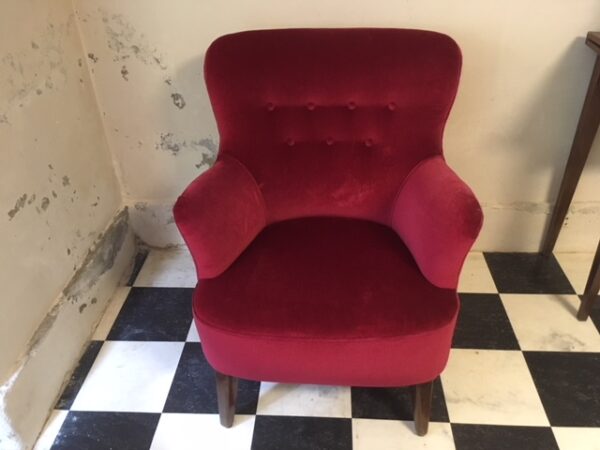 Voor Artifort ontwerp Theo Ruth een dames fauteuil in donkerrood jaren 1950 - Afbeelding 3
