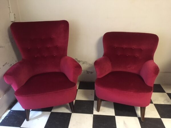 Voor Artifort ontwerp Theo Ruth een dames fauteuil in donkerrood jaren 1950 - Afbeelding 4