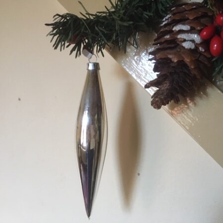 Oude zilveren kerstbal pegel van dun geblazen glas 1e helft vorige eeuw (wi)