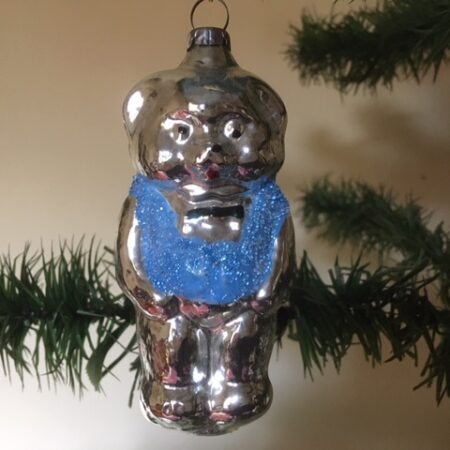 Antieke oude Kerst beer van dun geblazen glas 1e helft 1900