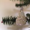Oude antieke besneeuwde dennenboom of spar van dun geblazen glas in zilver 1e helft 1900 - Afbeelding 3