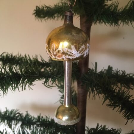 Antieke oude, grote kerstbal schemerlamp van dun geblazen glas begin 1900