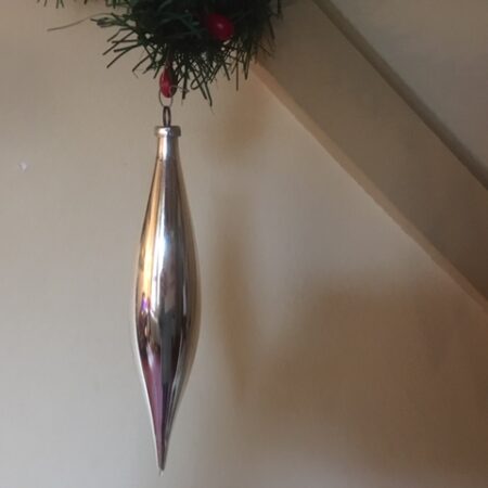 Oude antieke, gladde kerstbal pegel van dun geblazen glas 1e helft 1900 (growi)