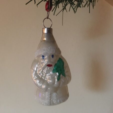 Antieke kerstman van vliesdun geblazen glas in zilver patine 1e kwart 1900