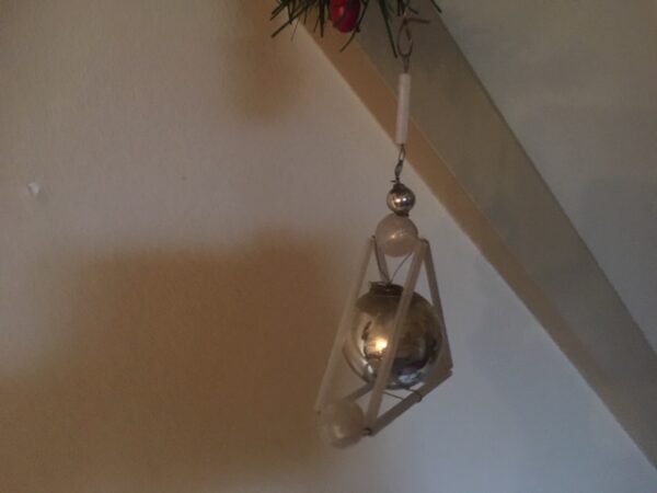 Oude antieke Gablonzer bal in triangel van glas in zilver 1920-1950 - Afbeelding 3