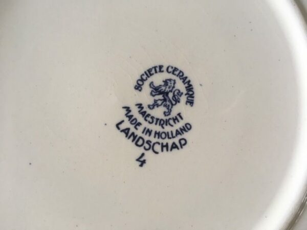 4 ontbijtborden decor Landschap 4 van Societe Ceramique Maastricht monochroom blauw - Afbeelding 5