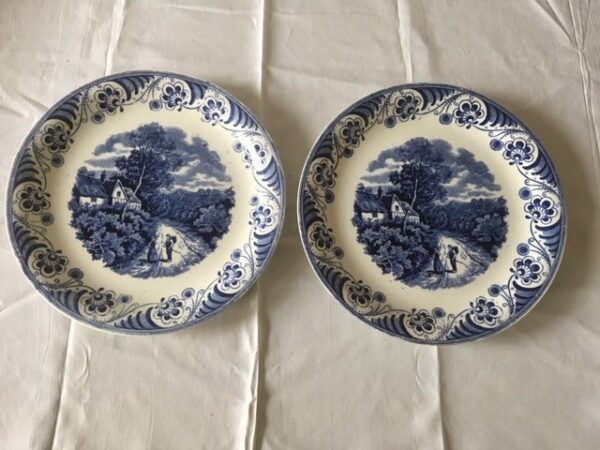 4 ontbijtborden decor Landschap 4 van Societe Ceramique Maastricht monochroom blauw - Afbeelding 6