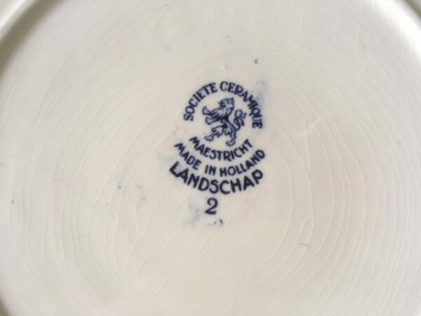 4 ontbijtborden decor Landschap 4 van Societe Ceramique Maastricht monochroom blauw - Afbeelding 7