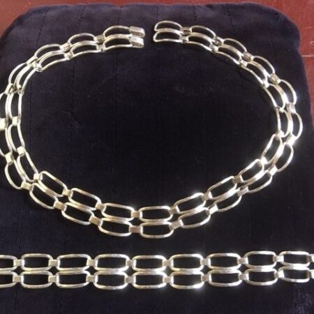 Zilveren handgemaakt modernistisch collier en armband van Rex jaren 1960-1970
