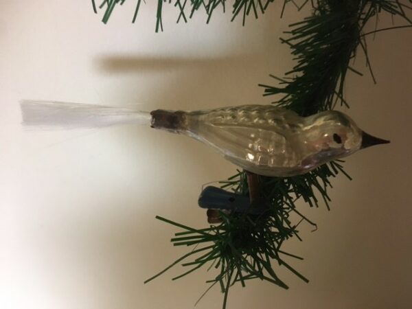 Oude antieke vogel van dun geblazen gepatineerd glas in zilver 1 helft 1900 - Afbeelding 4