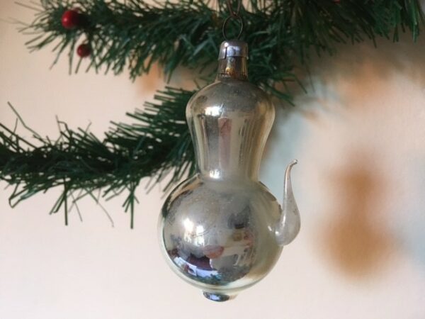 Antieke oude koffiepot van dun geblazen glas in zilver en wit 1e kwart 1900 - Afbeelding 6