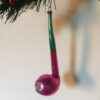 Antieke, bijzondere, kerstbal een pijp van dun geblazen glas in roze en groen begin 1900 - Afbeelding 2