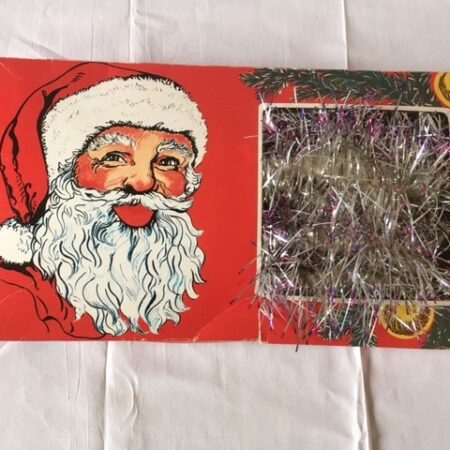 Oude retro garland of Kerst slinger van tinsel in zilver en roze 1950-1960