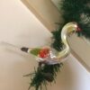 Antieke oude Kerst vogel een gans van dun geblazen glas in zilver, rood en mosgroen   1e helft 1900 - Afbeelding 3