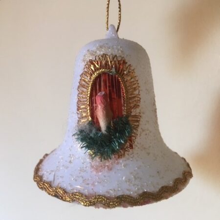 Oud, retro kerstklokje van plastic met kaarsje jaren 1950