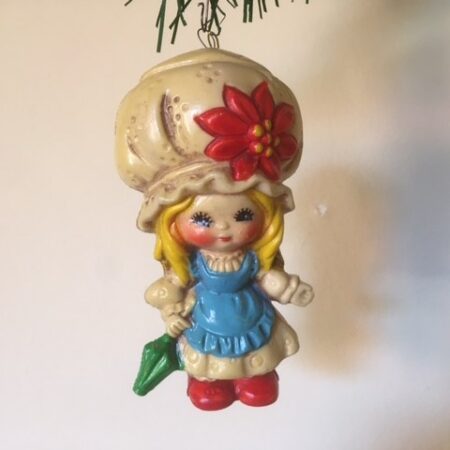 Retro Holly Hobbie Kerst popje van Sarah Kay zacht plastic jaren 1970