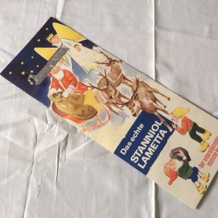 Oude antieke verpakking met 35 gr. lametta van metaal jaren 1950