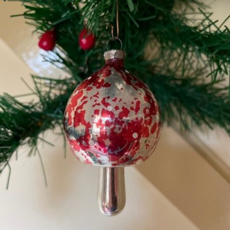 Antieke oude paddenstoel van dun geblazen glas 1e kwart 1900