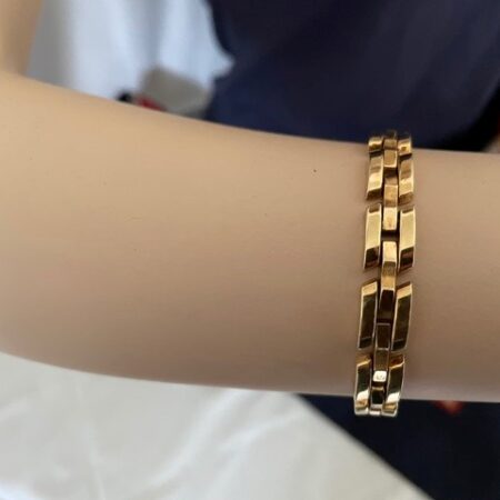 14 kt. geelgouden retro tank schakelarmband uit de jaren 1950