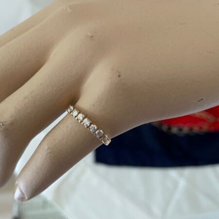 Vintage 14 kt. geelgouden alliance ring met 7 x cubic zirkonia