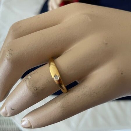 Vintage 14 kt. gouden ring met briljant geslepen diamant