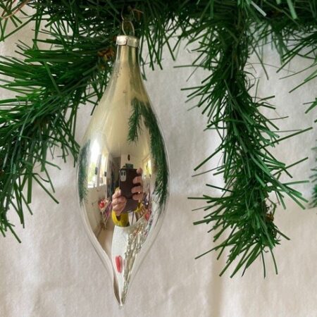 Antieke oude gladde pegel van dun geblazen glas in zilver 1e helft 1900