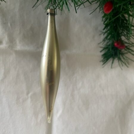 Mini gladde pegel van dun geblazen glas in matzilver voor feathertree en tinselboom 1e kwart 1900