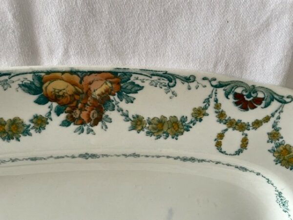 Antieke grote polychroom schotel Grosvenor van Wedgwood december 1909 - Afbeelding 4