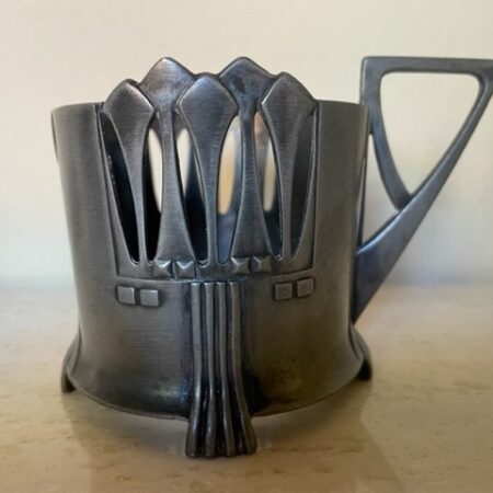 6 x glashouder model 345 van tin ontw. Albert Kohler A.K. & Cie  rond 1900 Wiener Secession