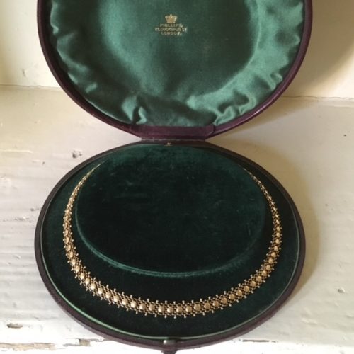 Antiek 14 kt. gouden collier verlengd met 18 kt. gouden slot