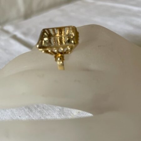 Grote 14 kt. geelgouden retro cocktail ring met grote lichtgele citrien 1950-1960