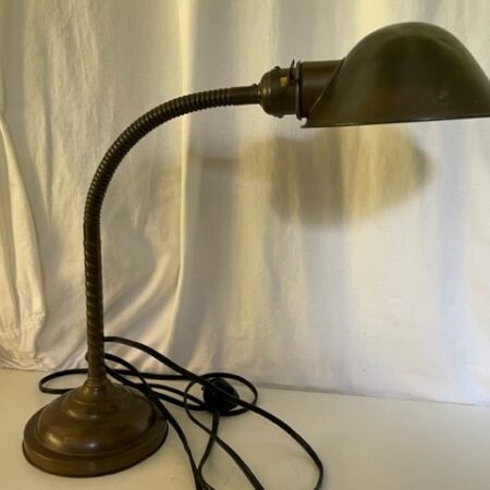 Antieke koperen bureaulamp jaren 1920