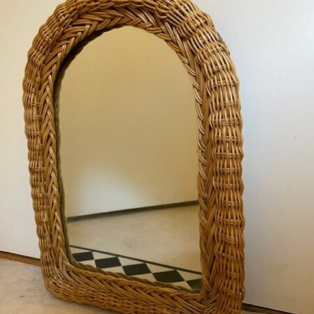 Vintage Bohemian spiegel van riet 49 x 35 cm.